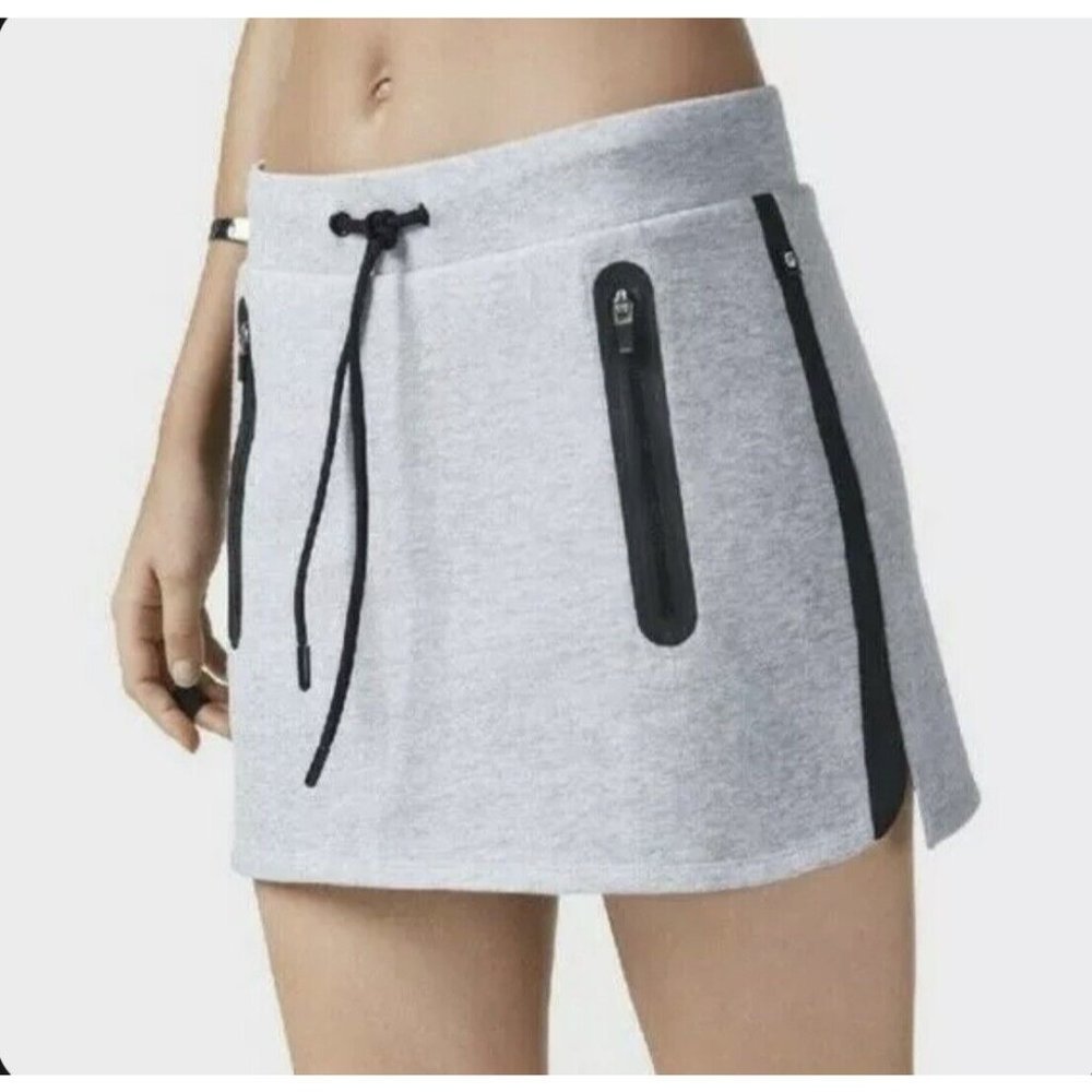 Fabletics Amara Mini French Terry Skirt Gray Black Women's Size XS Cotton Blend